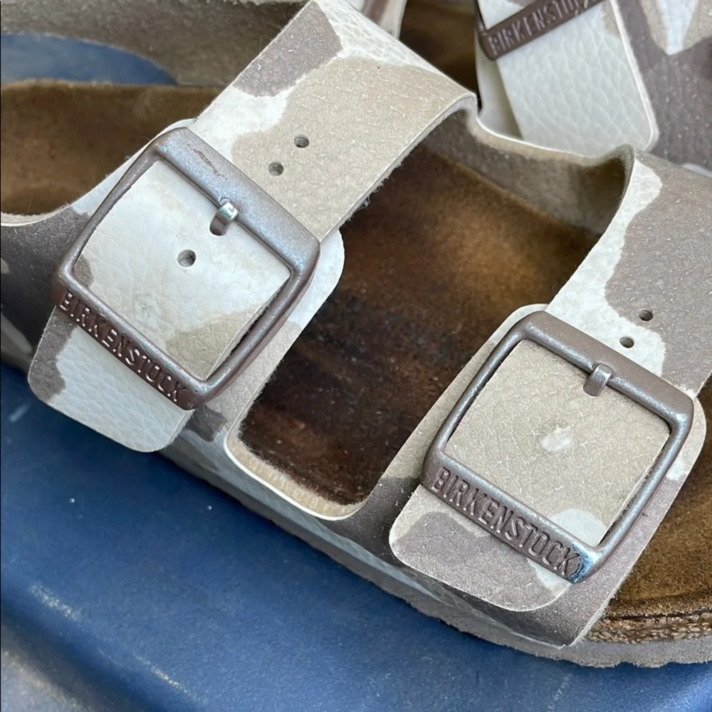 Birkenstock Kids' Two-Strap Camouflage Sandals in Beige
